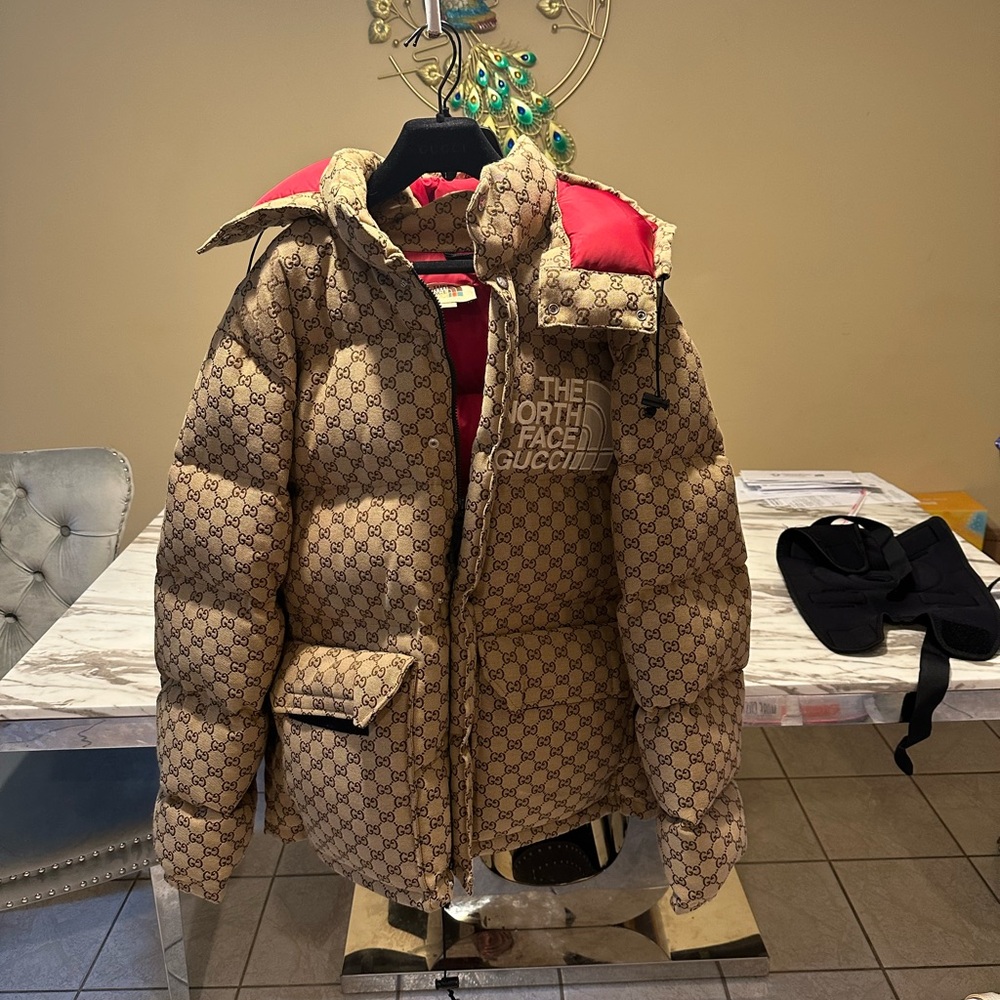Gucci Beige and Red Puffer Jacket